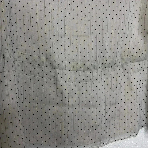 Waverly Grey Cold Shoulder Top Small Polka Dot Golden Stripe Peplum - Picture 7 of 10